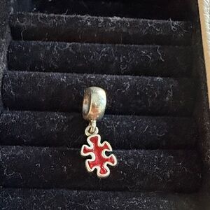 retired Pandora Red Enamel Jigsaw Puzzle Piece Dangle Charm